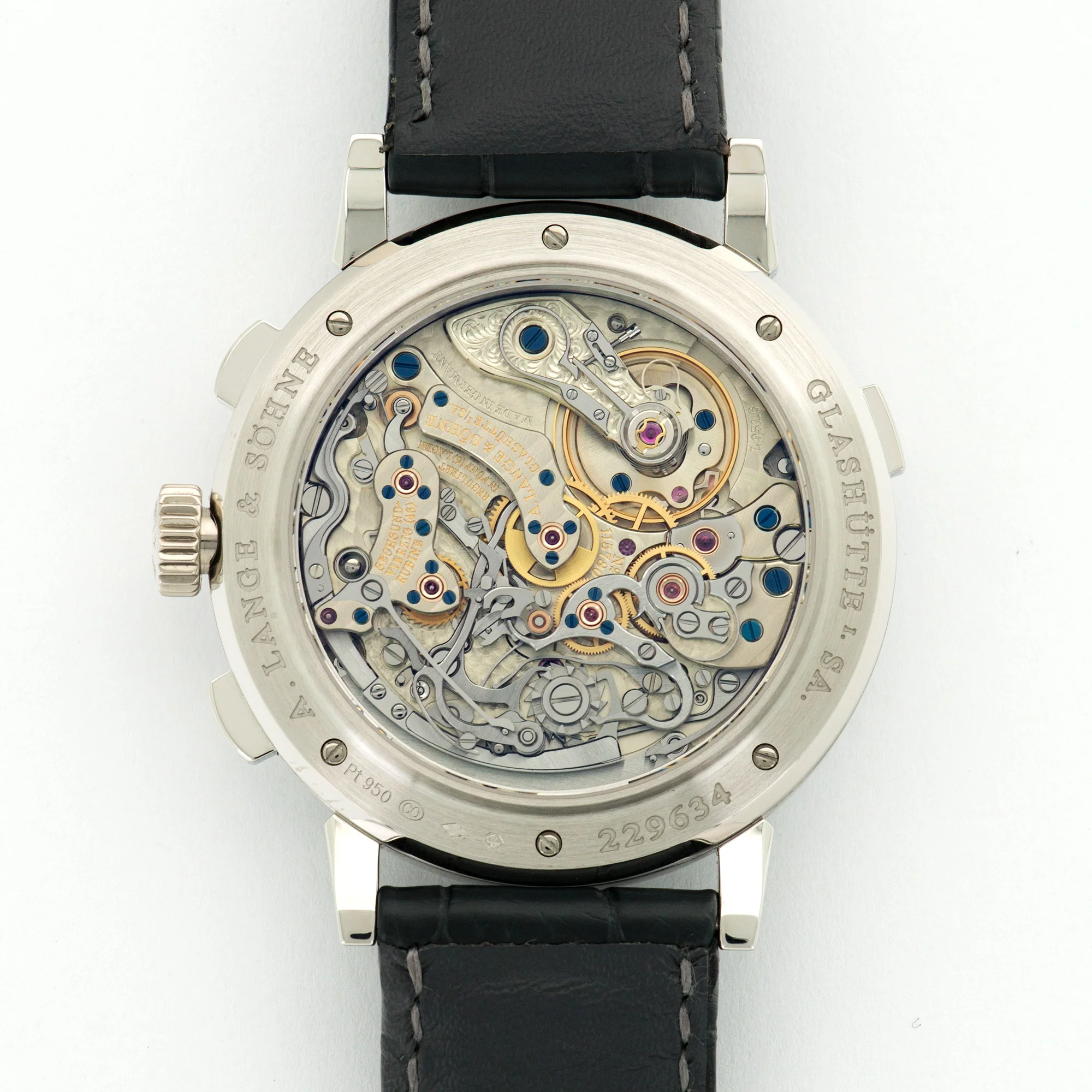 A. Lange & Sohne Platinum Datograph Baguette Diamond Up Down Watch Ref. 405.835 - Image 4