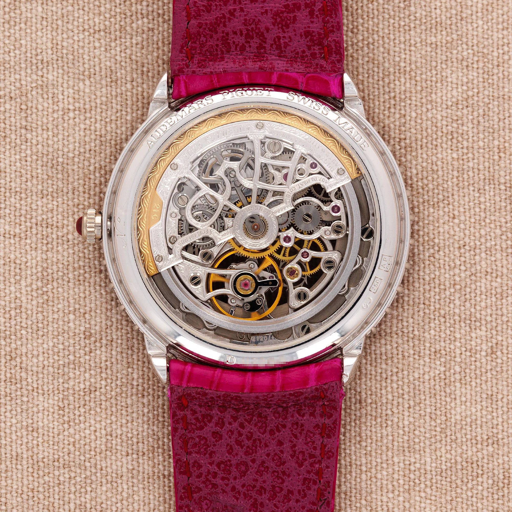 Audemars Piguet White Gold Ruby & Diamond Skeleton Watch - Image 3