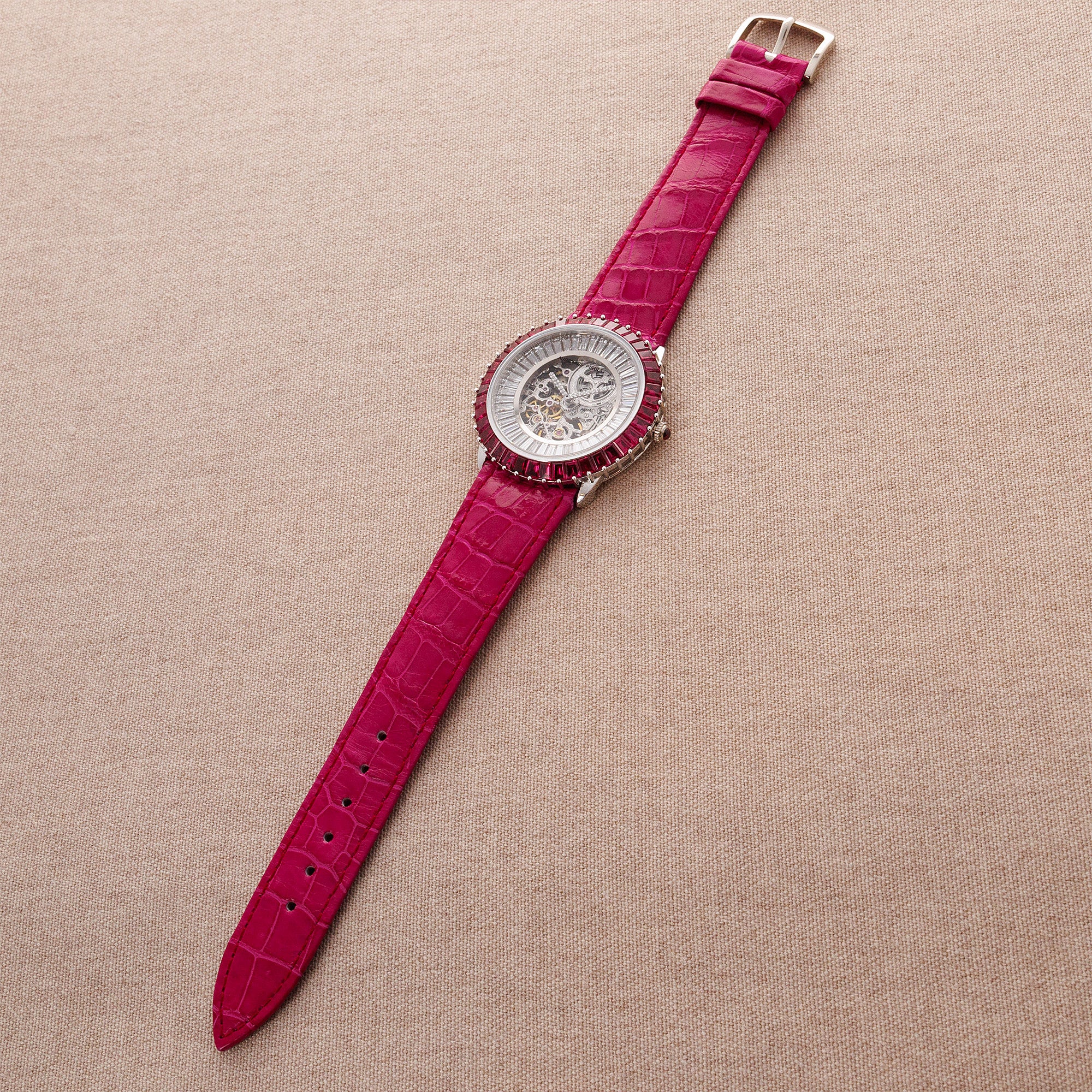 Audemars Piguet White Gold Ruby & Diamond Skeleton Watch - Image 4