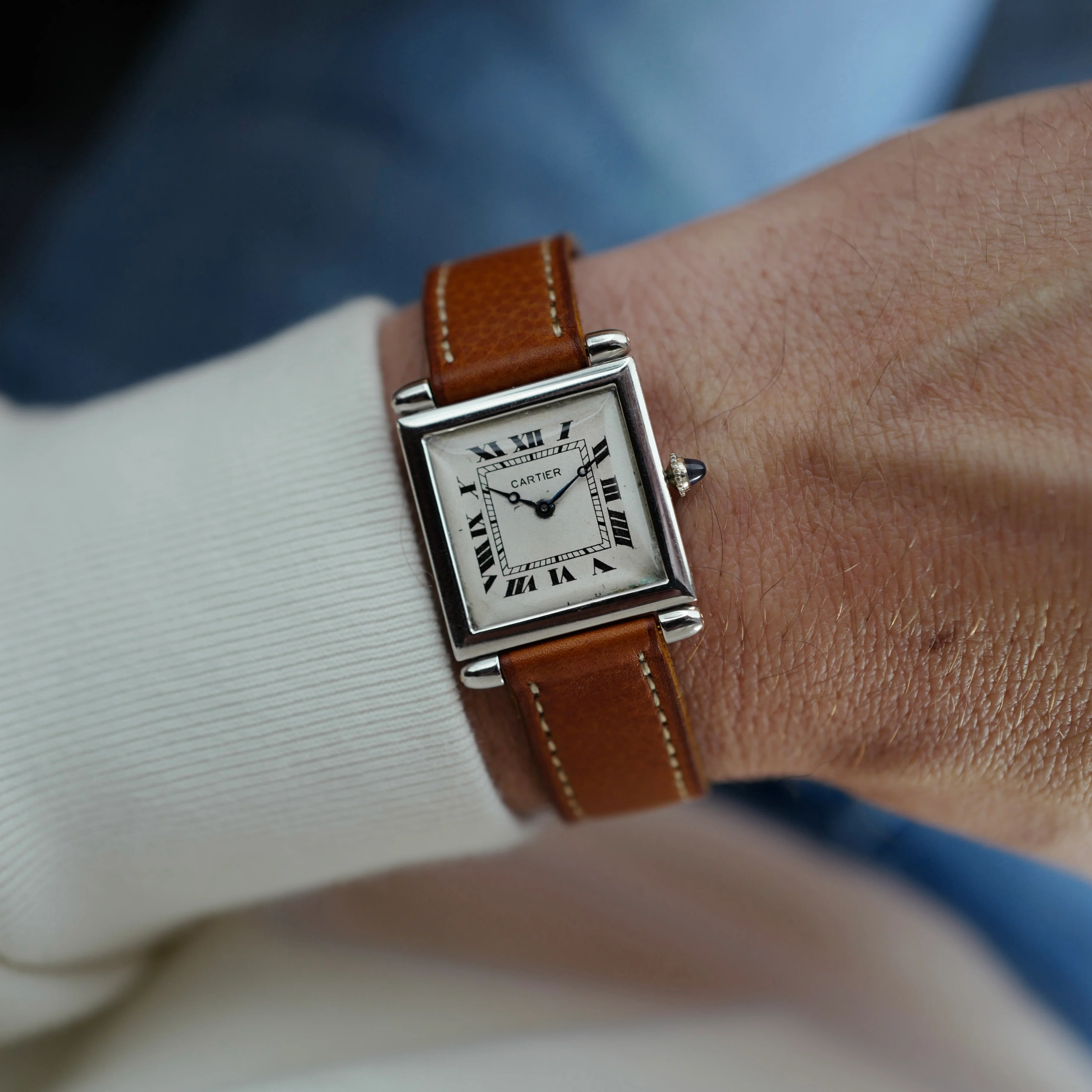 Cartier Platinum Tank Obus European Watch & Clock, 1926 - Image 6