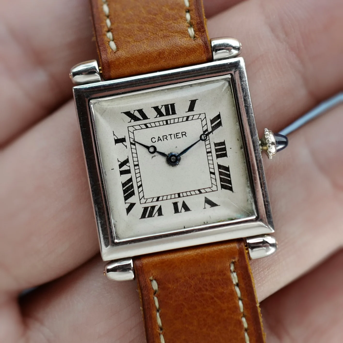 Cartier Platinum Tank Obus European Watch & Clock, 1926 - Image 7