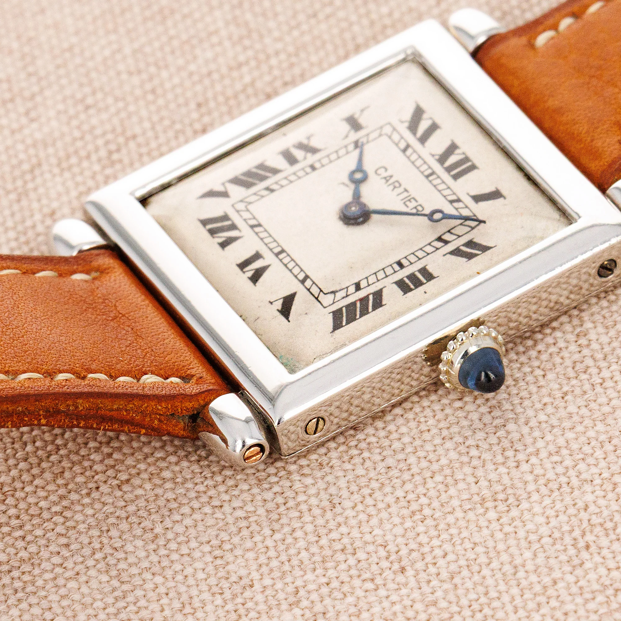 Cartier Platinum Tank Obus European Watch & Clock, 1926 - Image 8