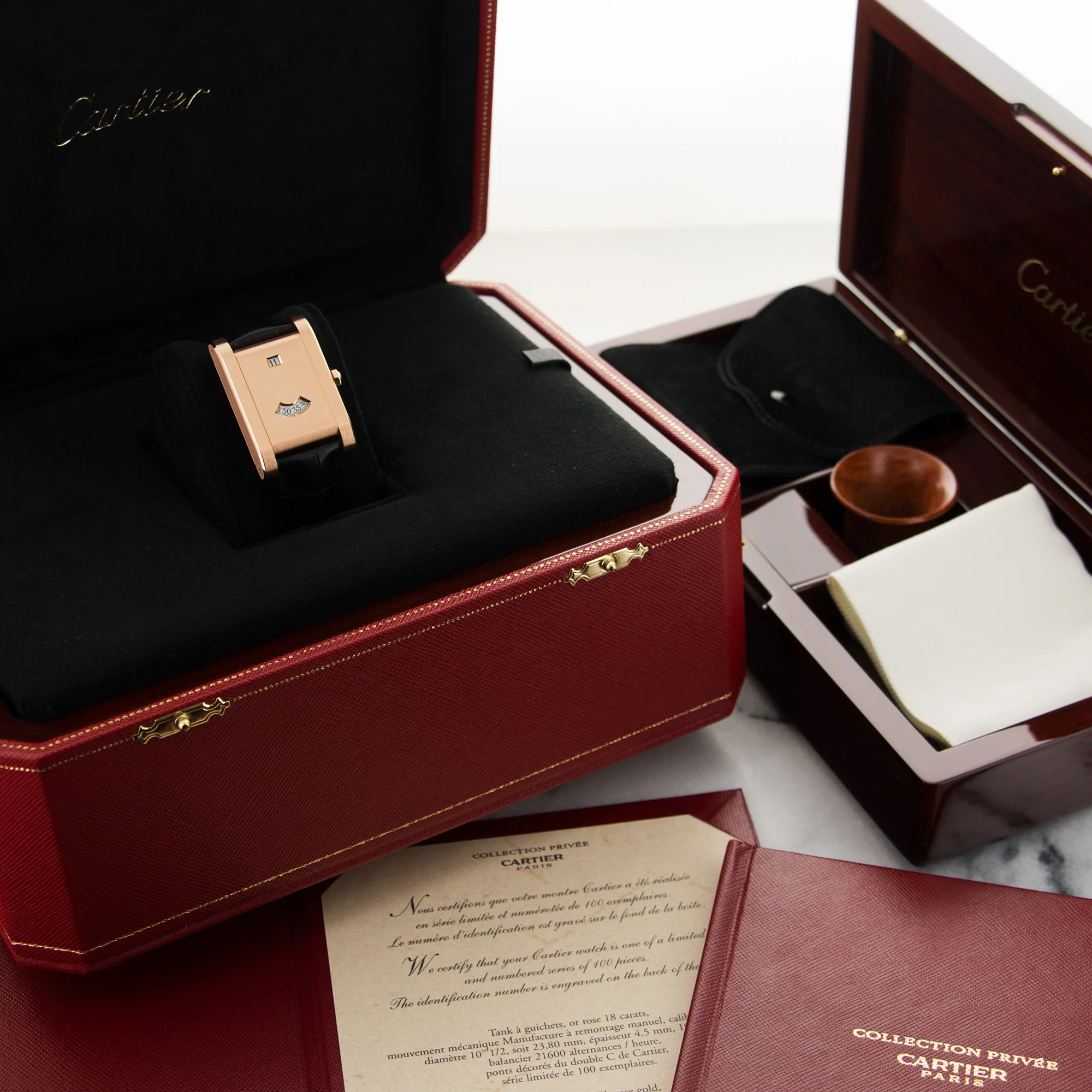 Cartier Rose Gold Tank a Guichets Jump Hour Watch - Image 6