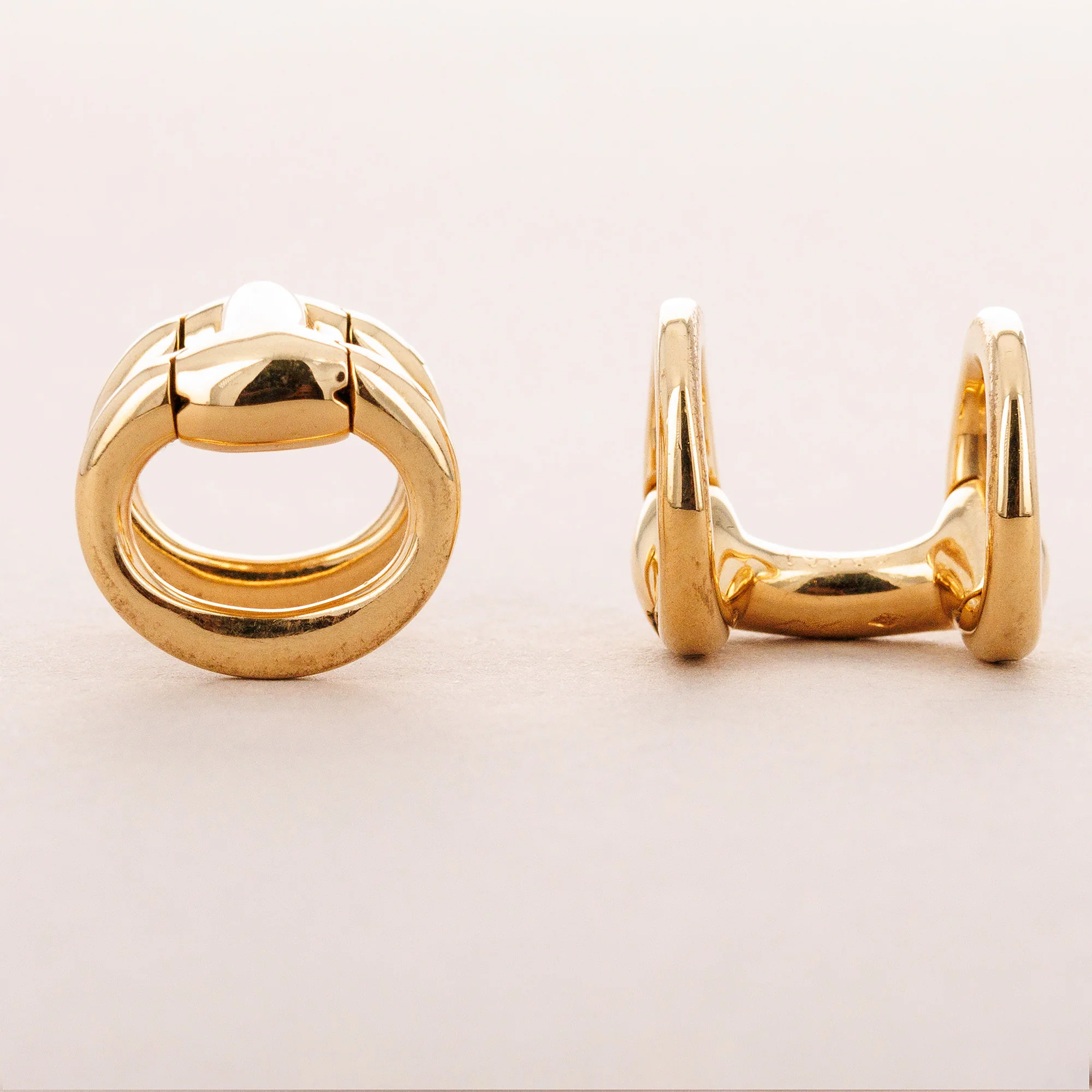 Hermes Yellow Gold Horse Bit Cufflinks (Objet) - Image 3