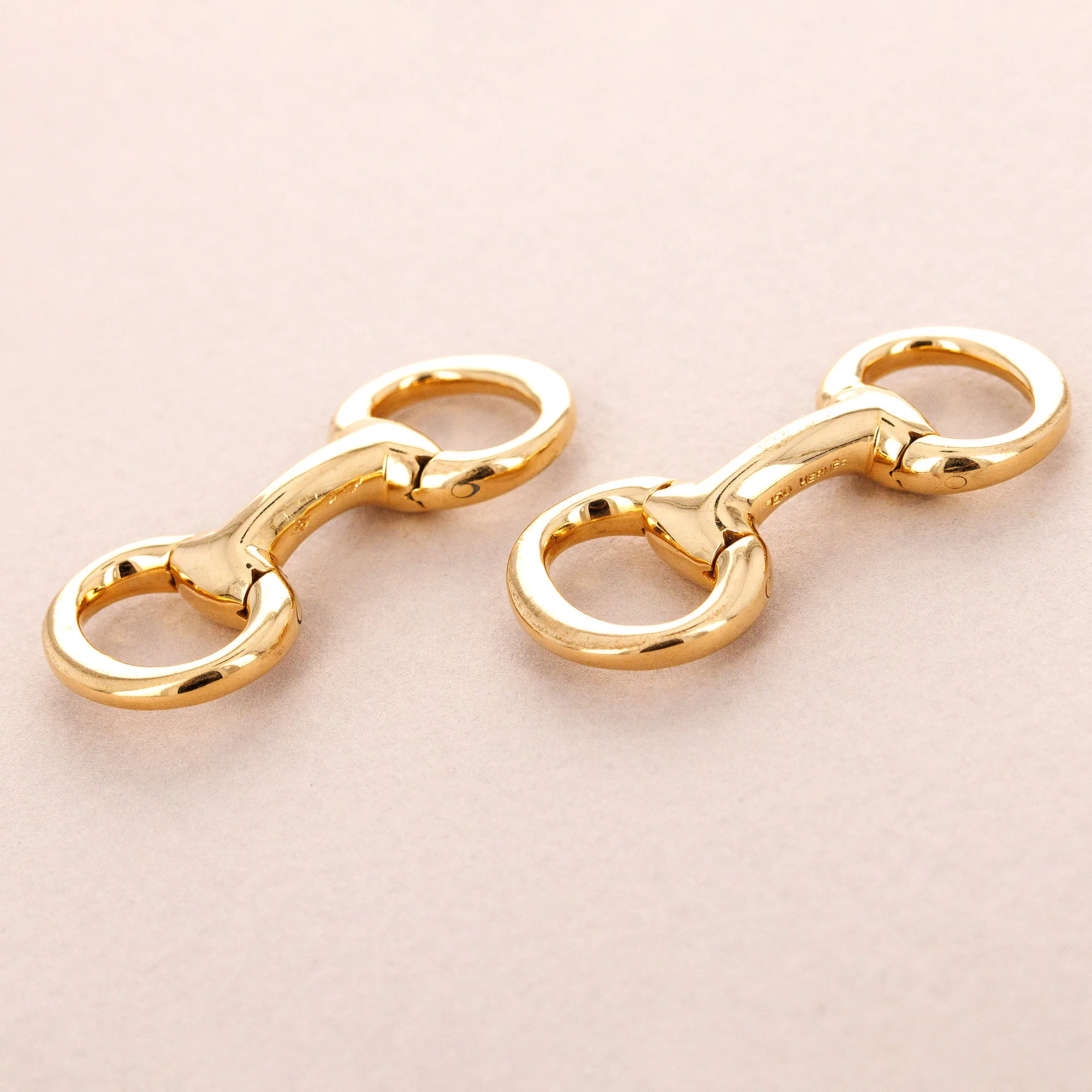 Hermes Yellow Gold Horse Bit Cufflinks (Objet) - Image 4