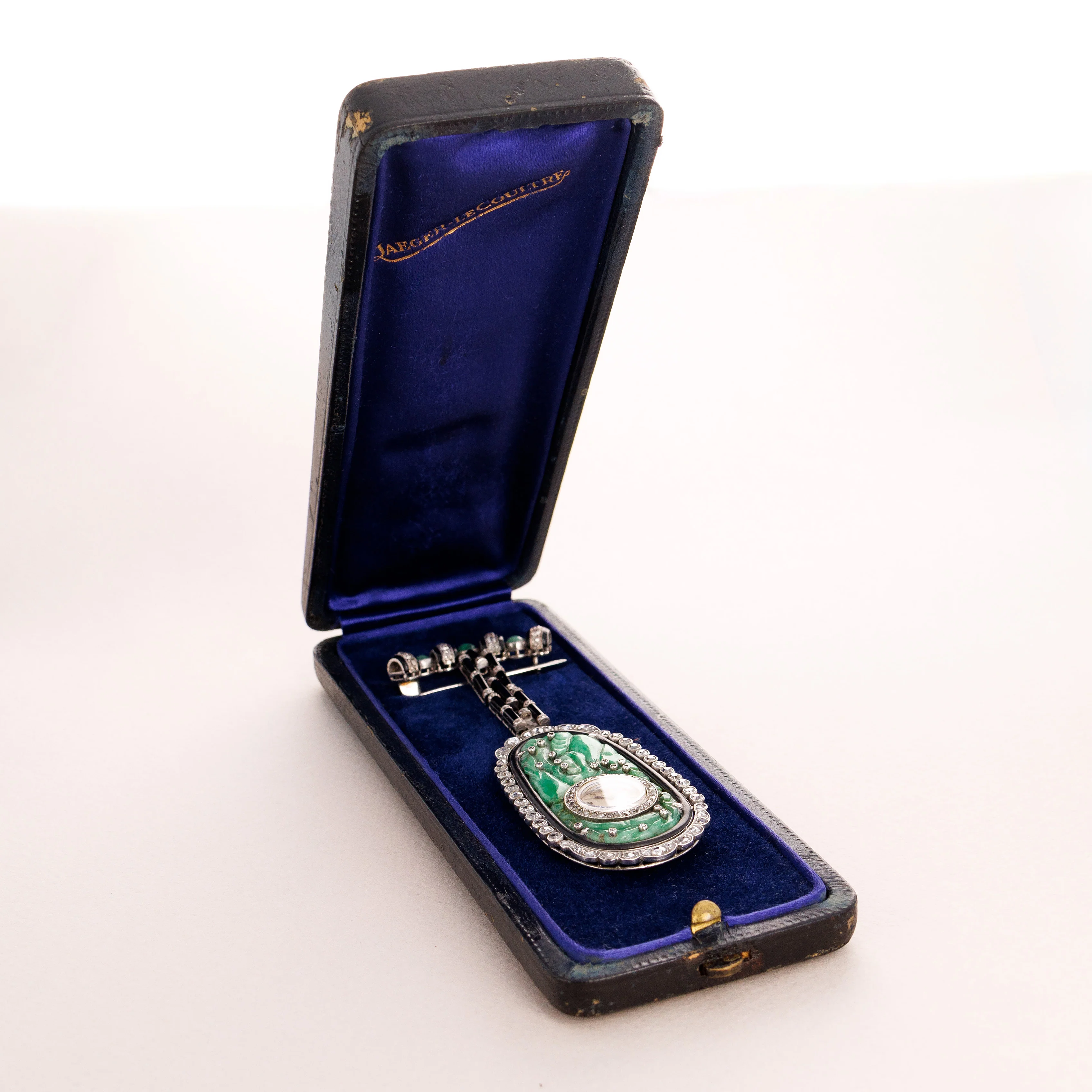 Jaeger Lecoultre Jade Diamond Onyx Pendant Watch, Art Deco (Objet) - Image 5
