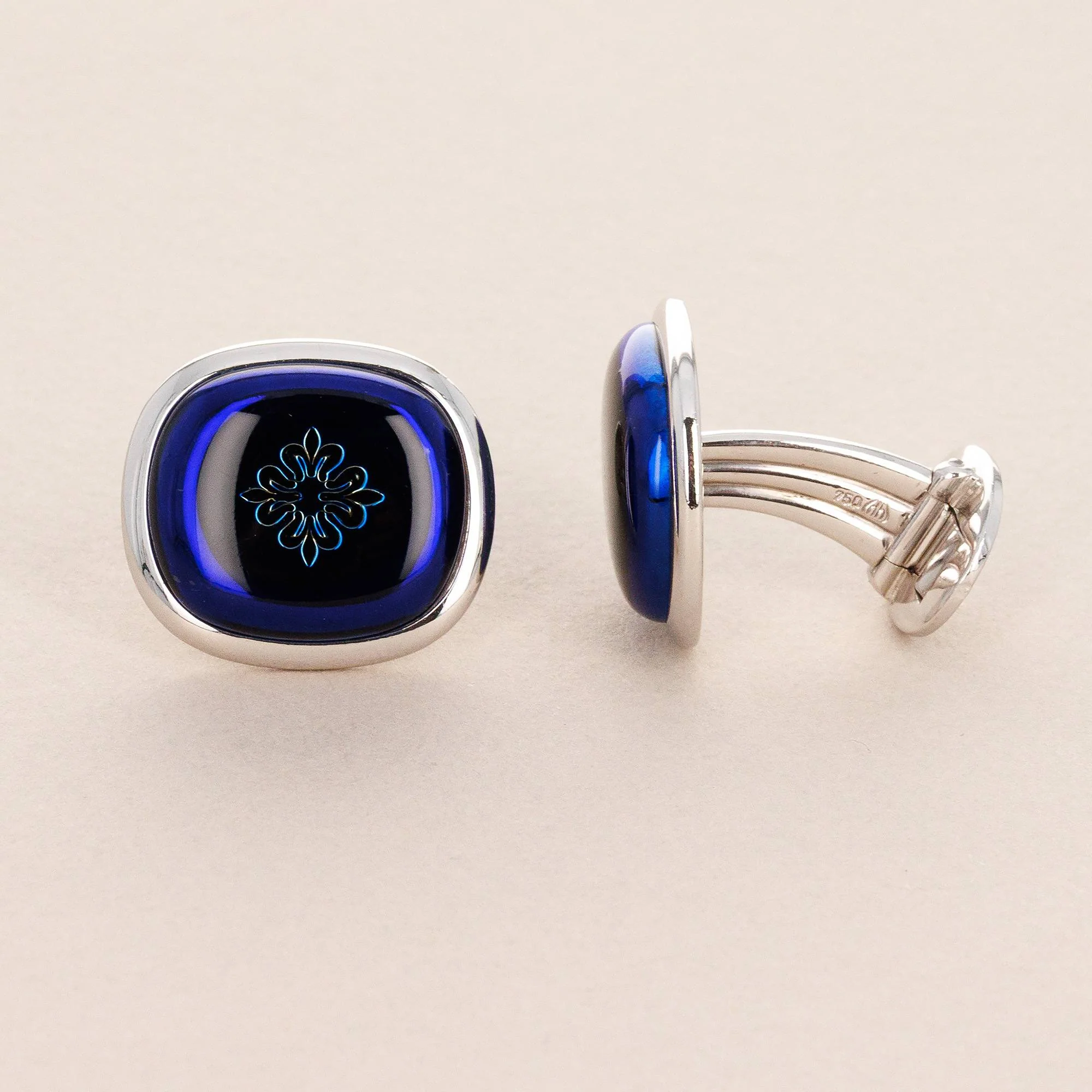Patek Philippe Ellipse Blue Cufflinks and Tie Clip Set (Objet) - Image 3