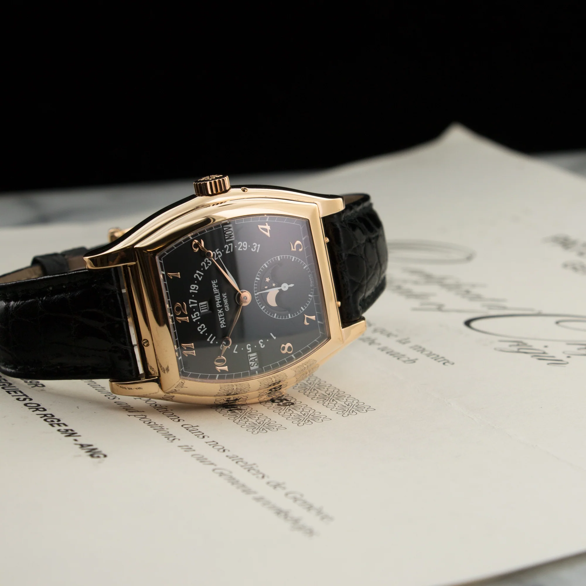 Patek Philippe Rose Gold Perpetual Calendar Minute Repeater Watch Ref. 5013 - Image 6