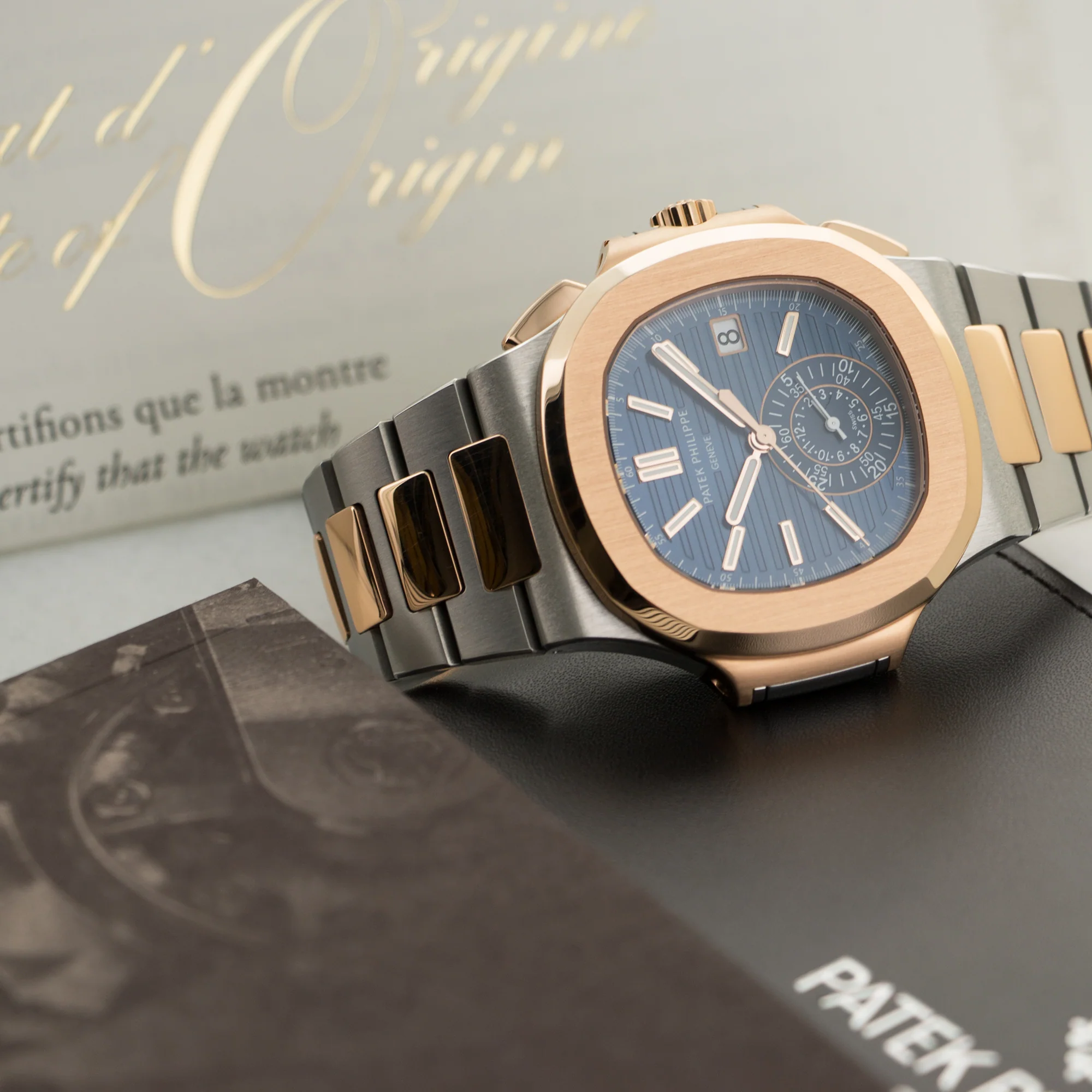 Patek Philippe Two-Tone Rose Gold Nautilus Chronograph Watch Ref. 5980 - Image 5