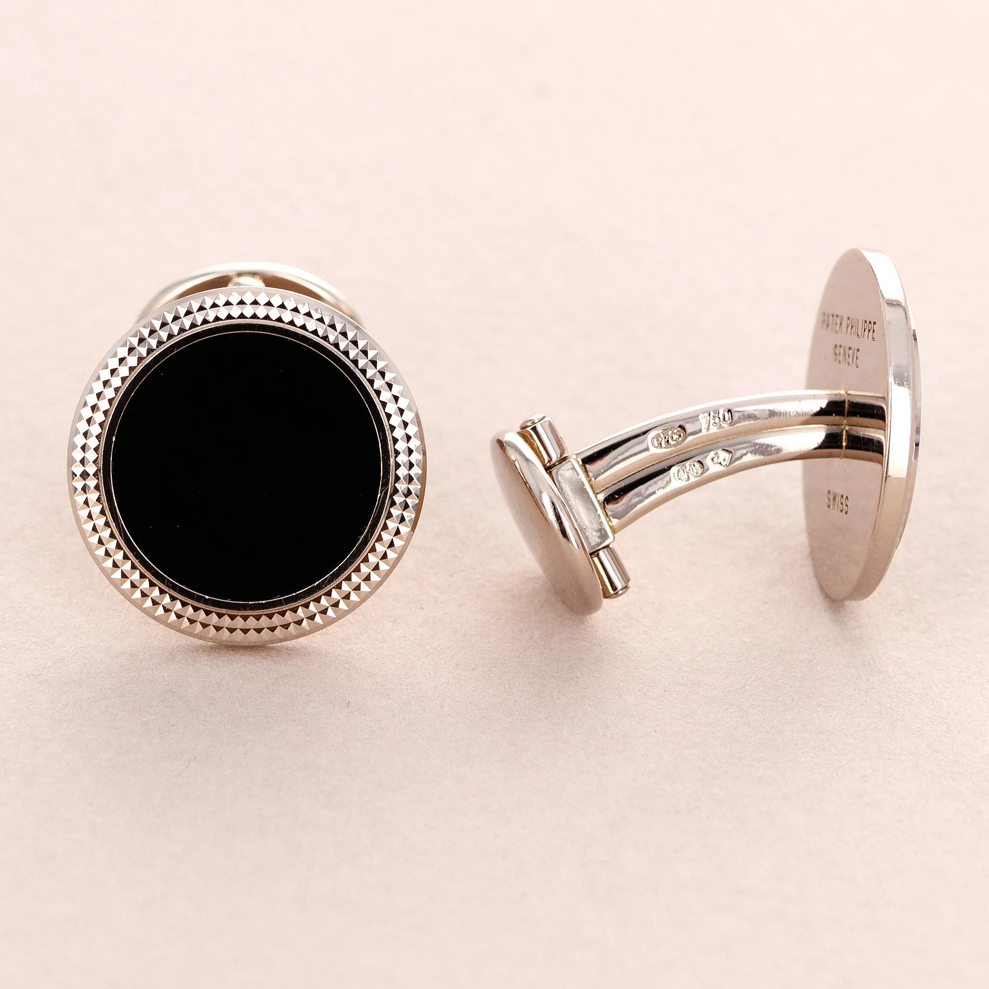 Patek Philippe White Gold and Black Enamel Cufflinks (Objet) - Image 3