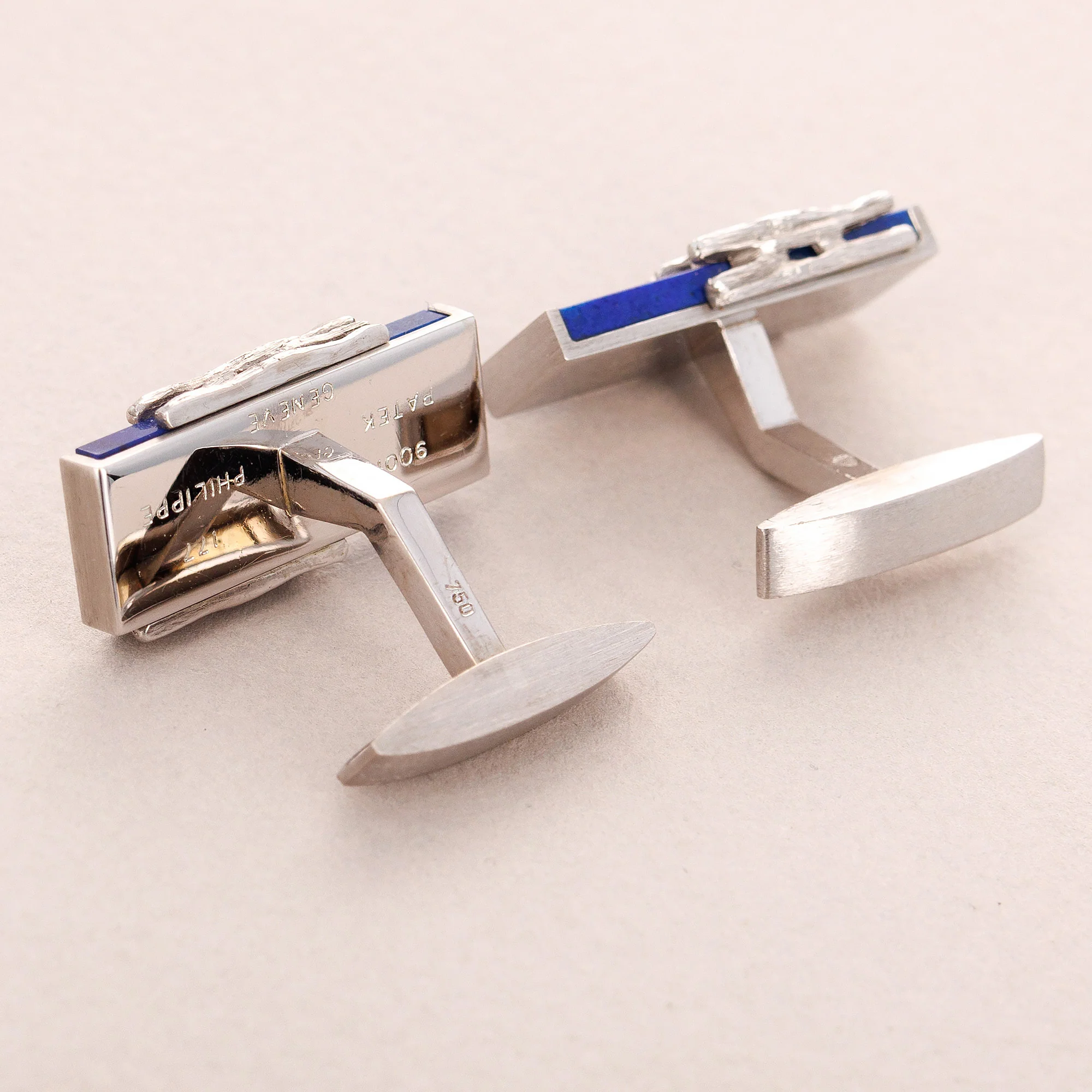 Patek Philippe White Gold Lapis Cufflinks, Gilbert Albert (Objet) - Image 4