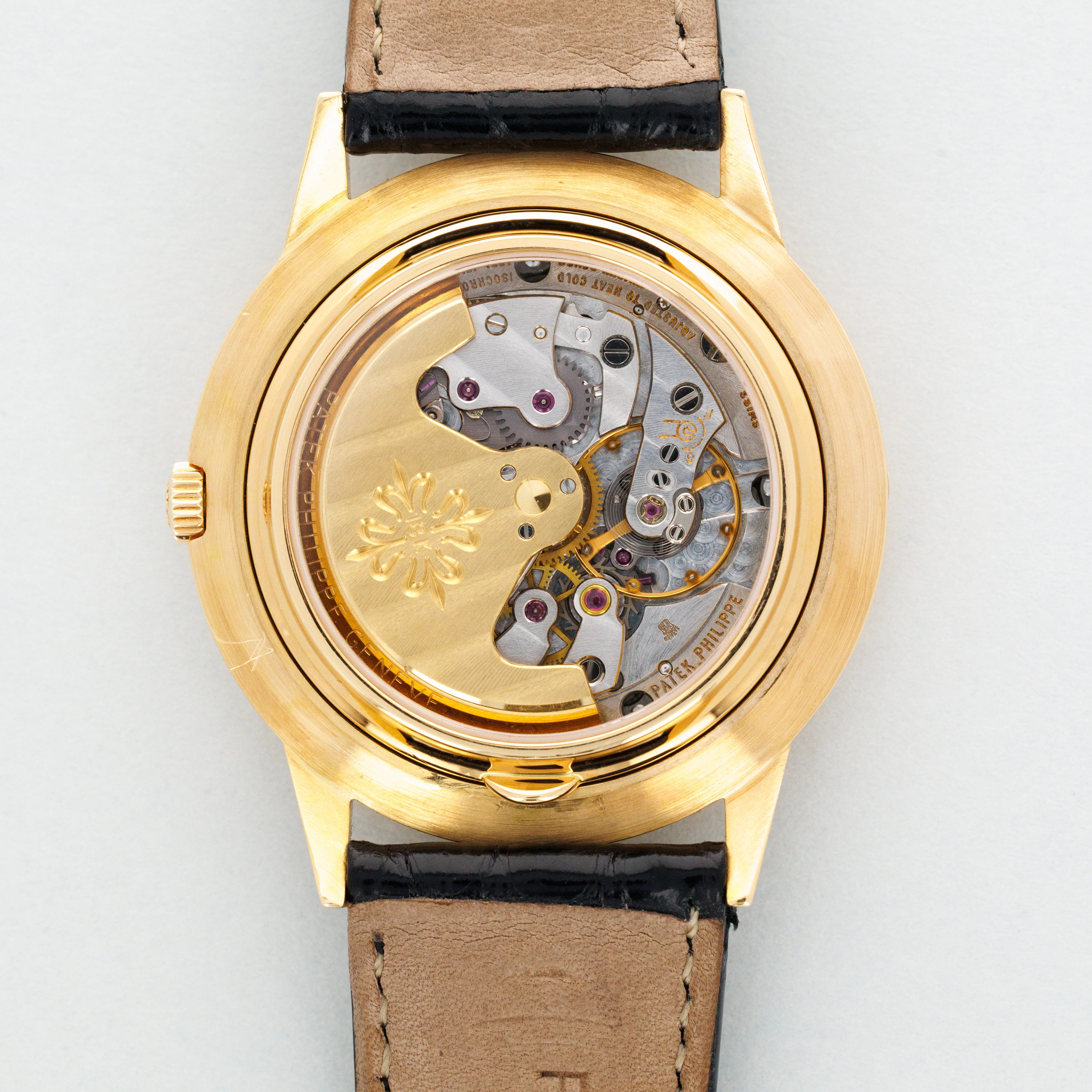 Patek Philippe Yellow Gold Perpetual Calendar Watch Ref. 3450 with Clear Exhibition Back - Image 6