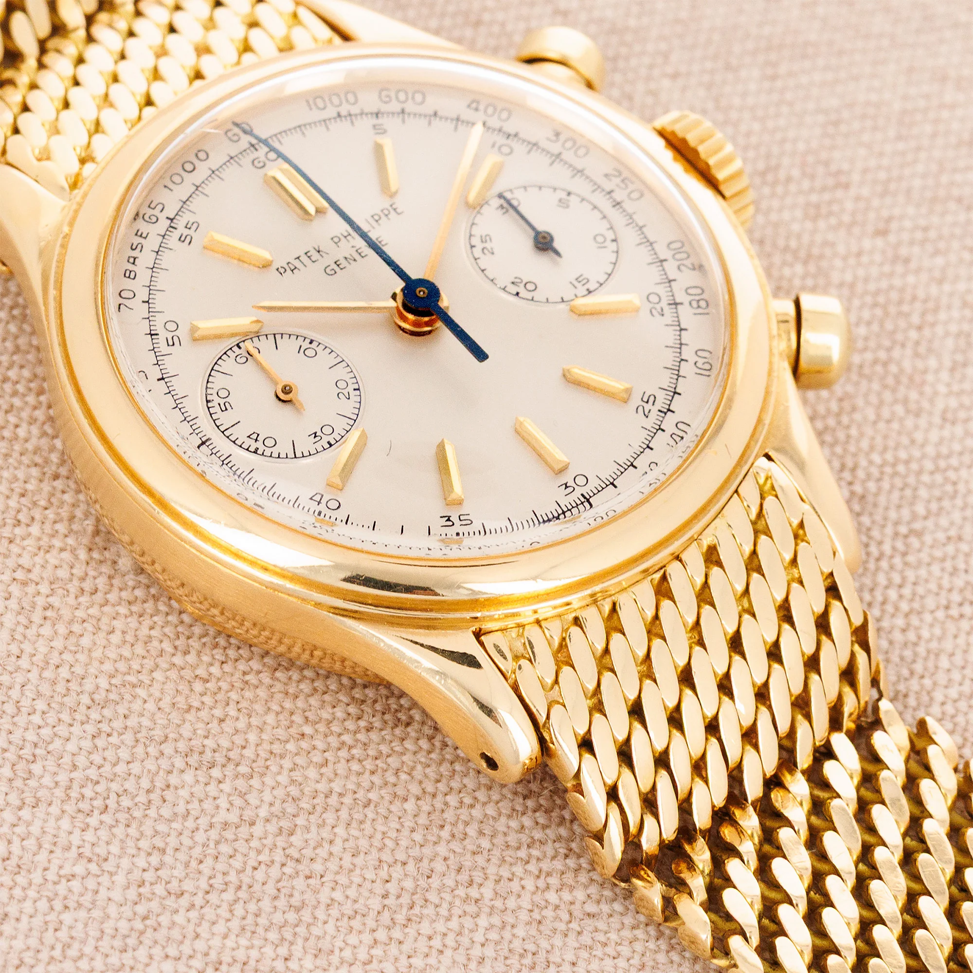 Patek Philippe Yellow Gold Tasti Tondi Chronograph Watch Ref. 1463 on Gay Freres Bracelet - Image 3