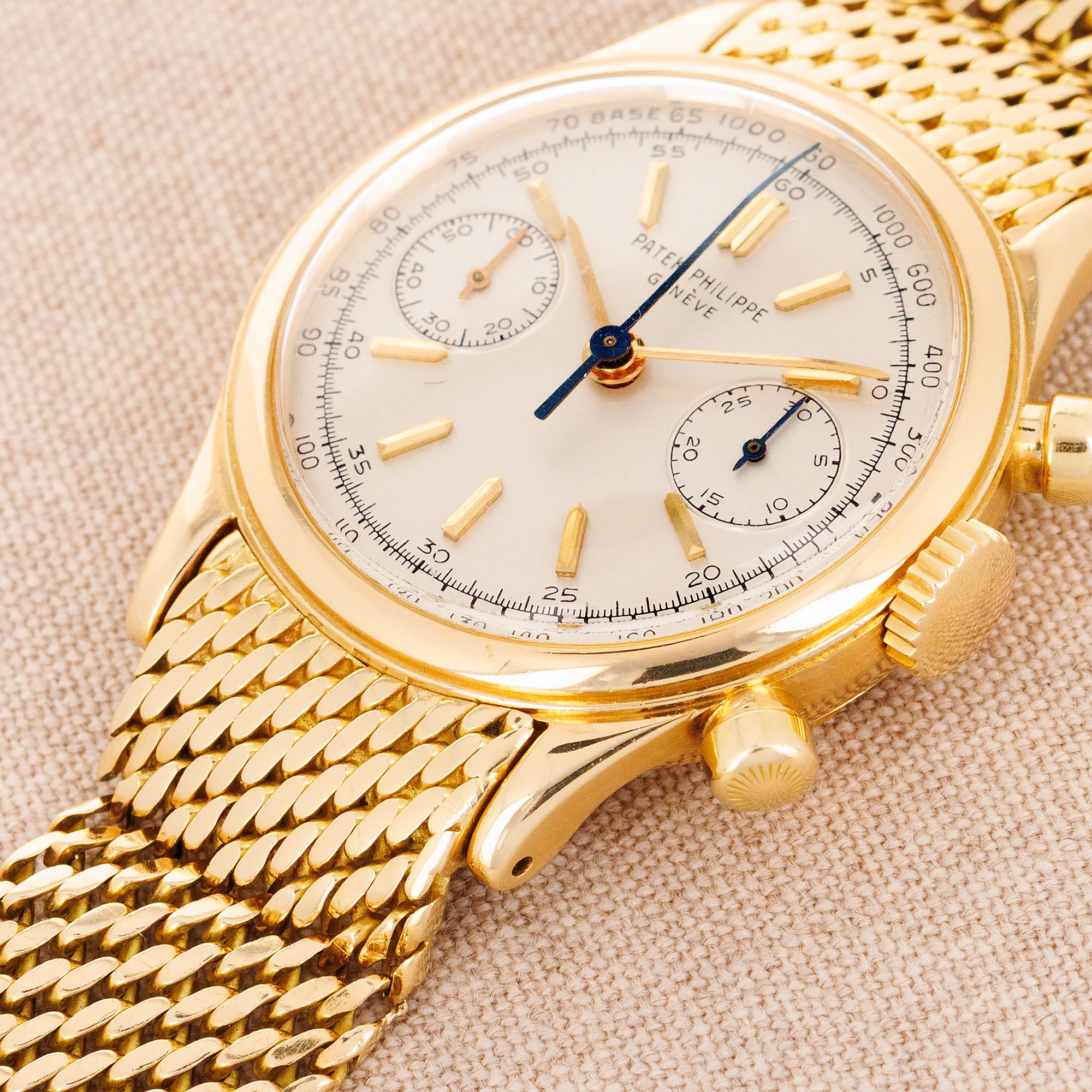 Patek Philippe Yellow Gold Tasti Tondi Chronograph Watch Ref. 1463 on Gay Freres Bracelet - Image 4