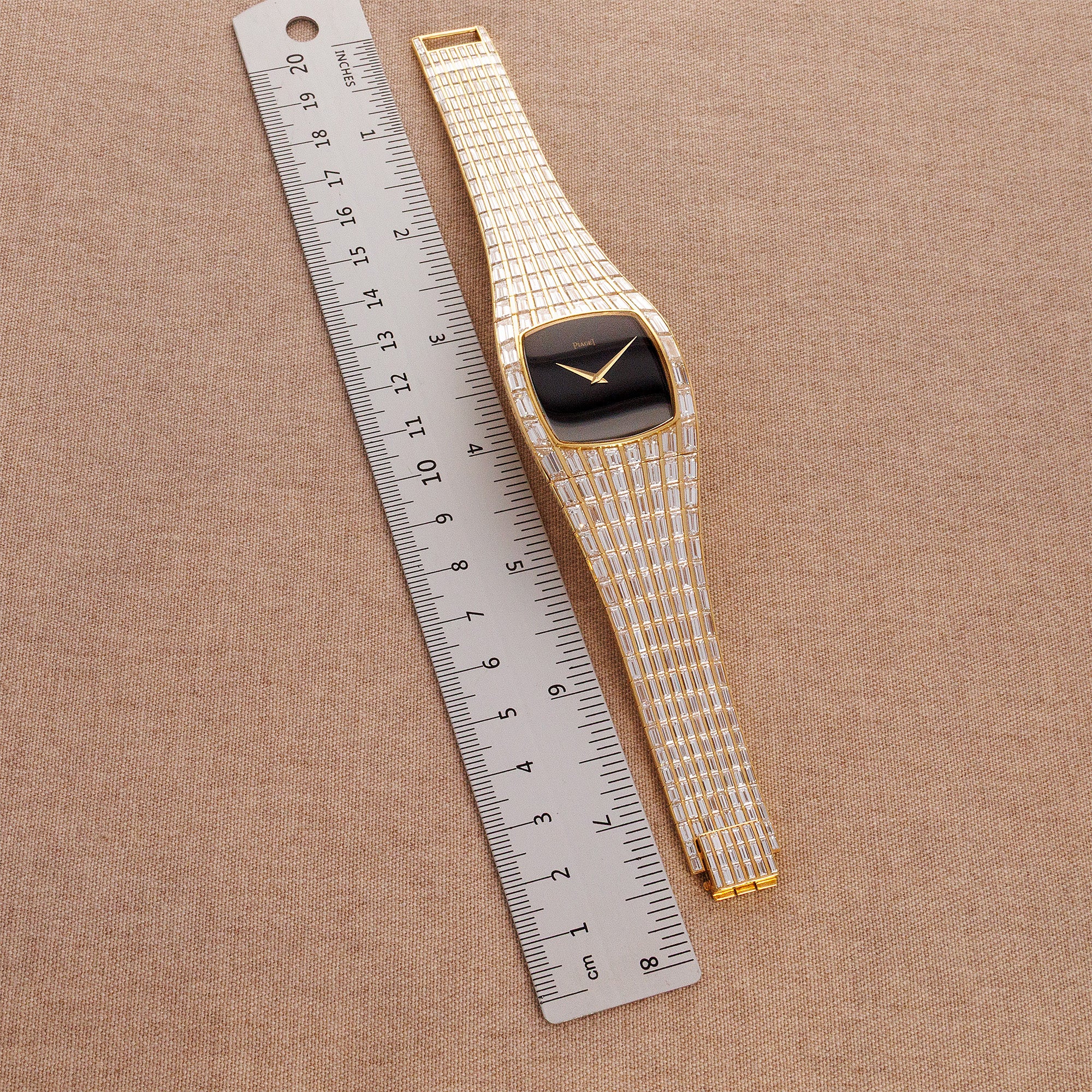 Piaget Yellow Gold Baguette Diamond Onyx Galaxy Watch Ref. 74912 - Image 6