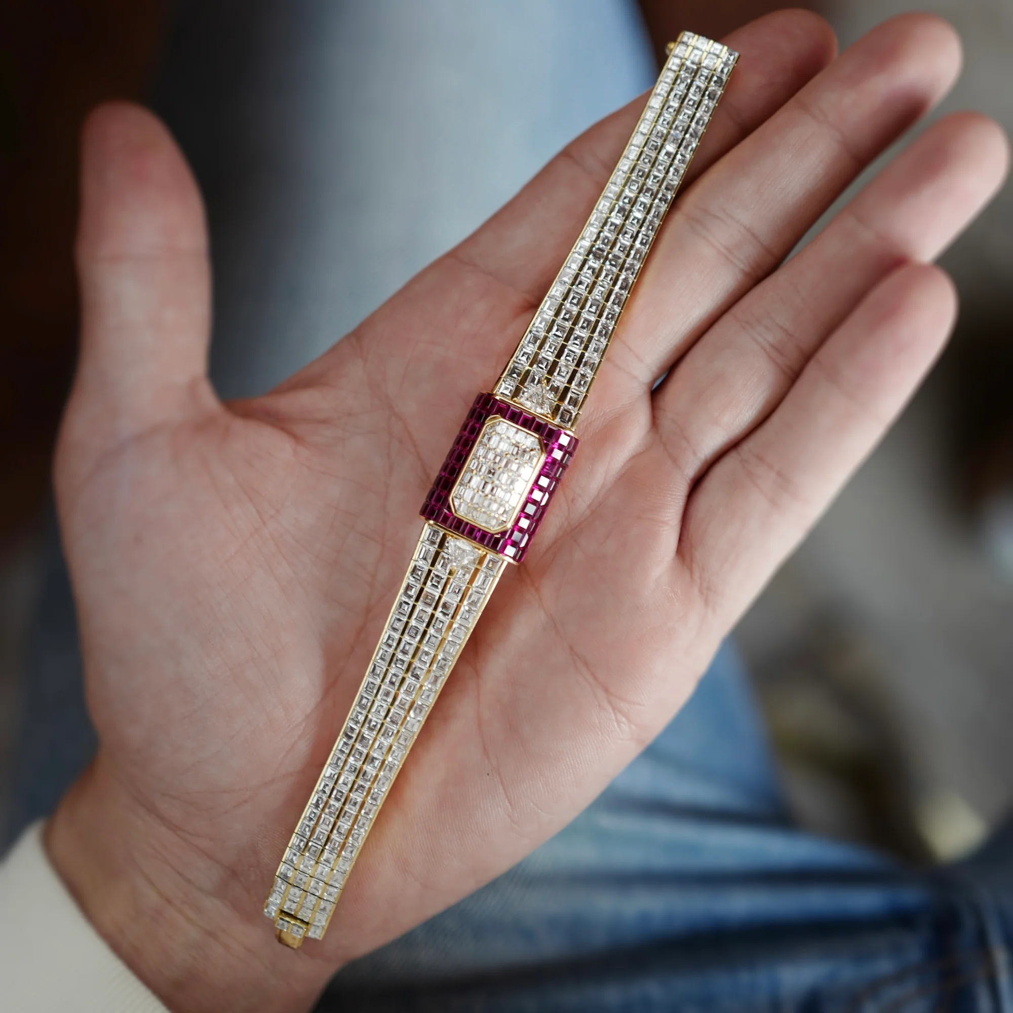 Piaget Yellow Gold Baguette Diamond & Ruby Cover Watch - Image 4