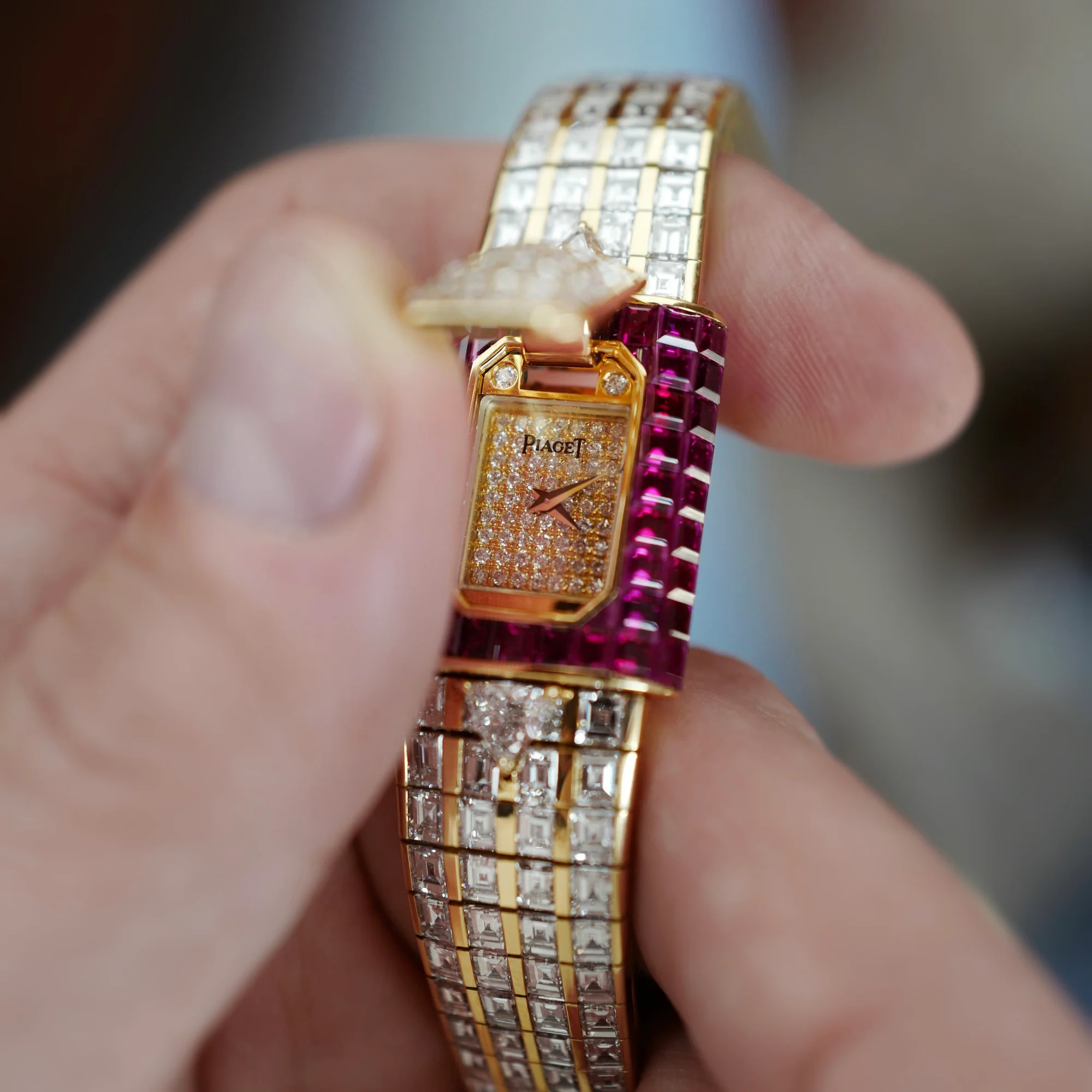 Piaget Yellow Gold Baguette Diamond & Ruby Cover Watch - Image 6