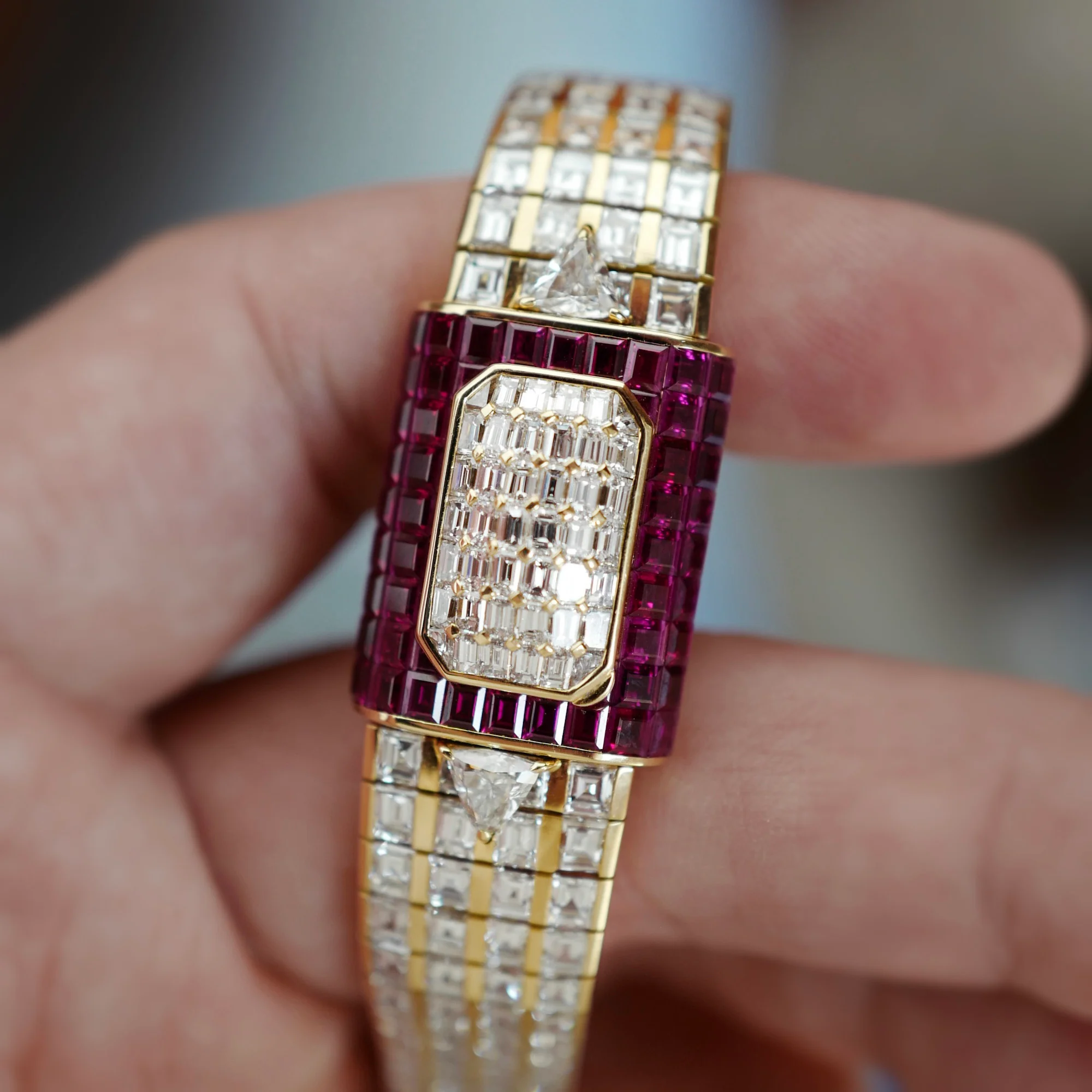 Piaget Yellow Gold Baguette Diamond & Ruby Cover Watch - Image 7
