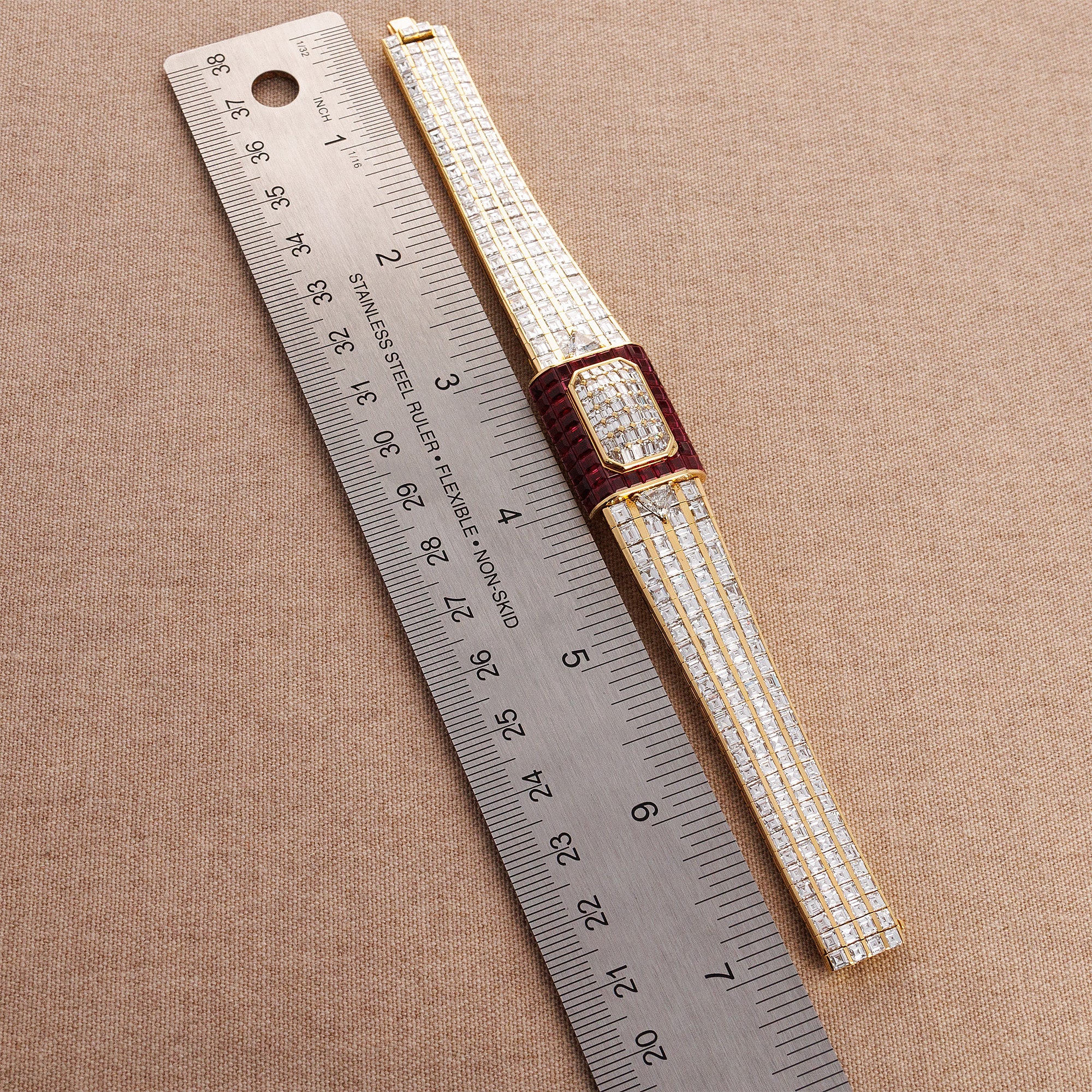 Piaget Yellow Gold Baguette Diamond & Ruby Cover Watch - Image 9