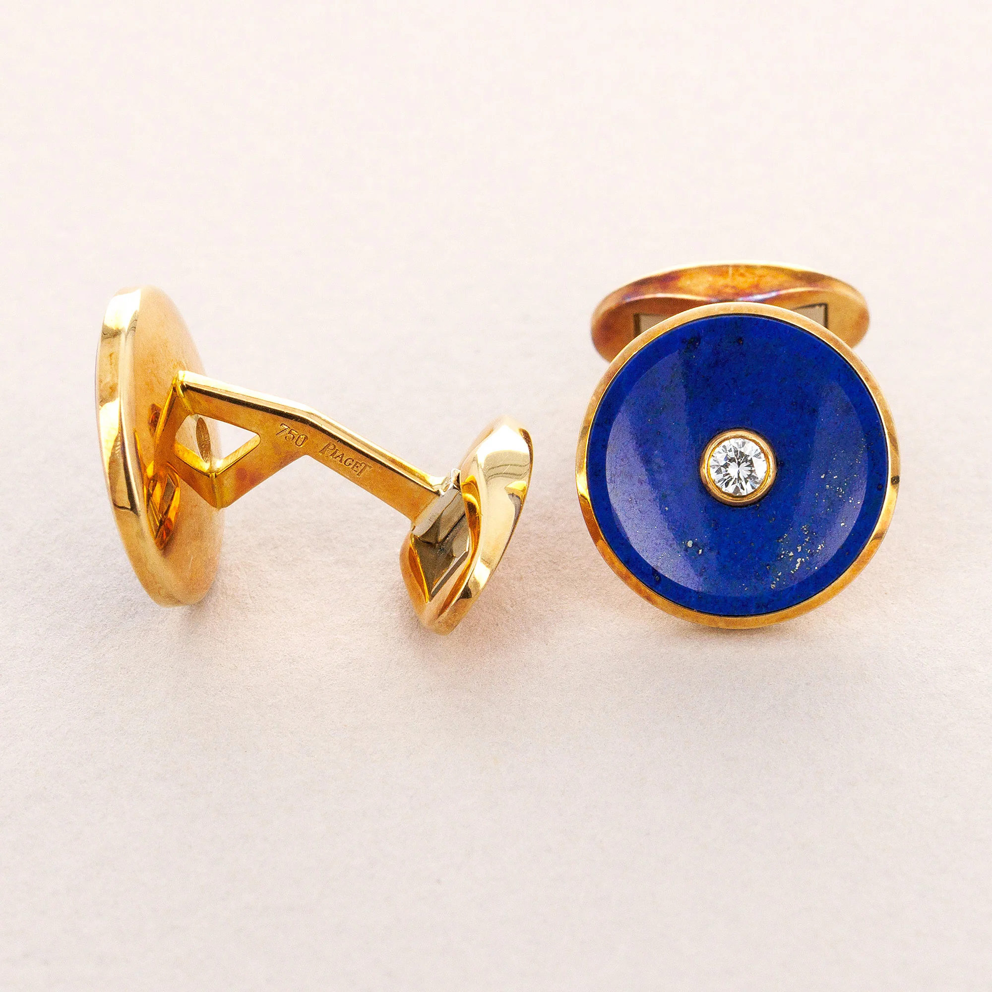 Piaget Yellow Gold, Lapis Lazuli and Diamond Cufflinks (Objet) - Image 3