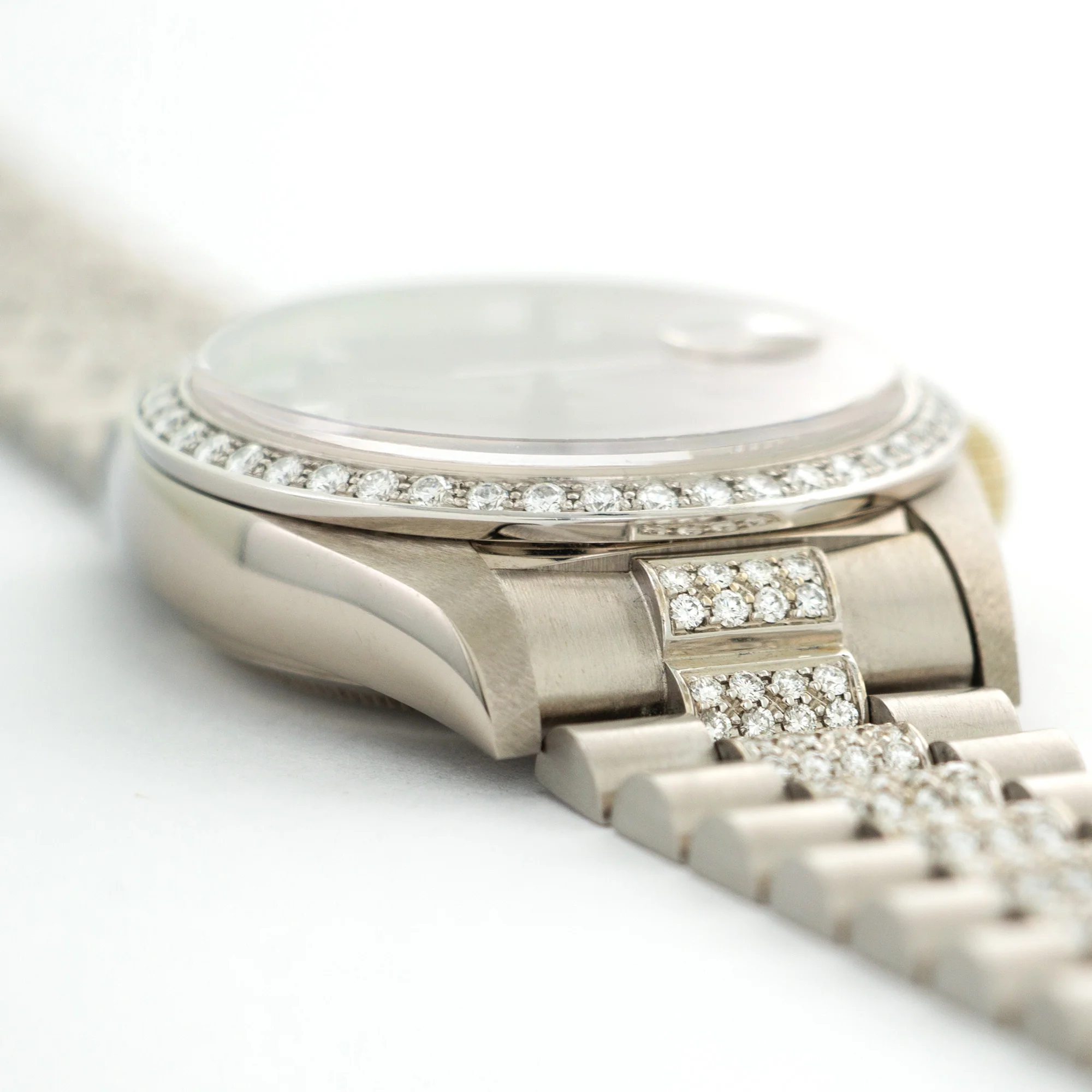 Rolex White Gold Day-Date Diamond Bracelet Watch Ref. 18049 - Image 3