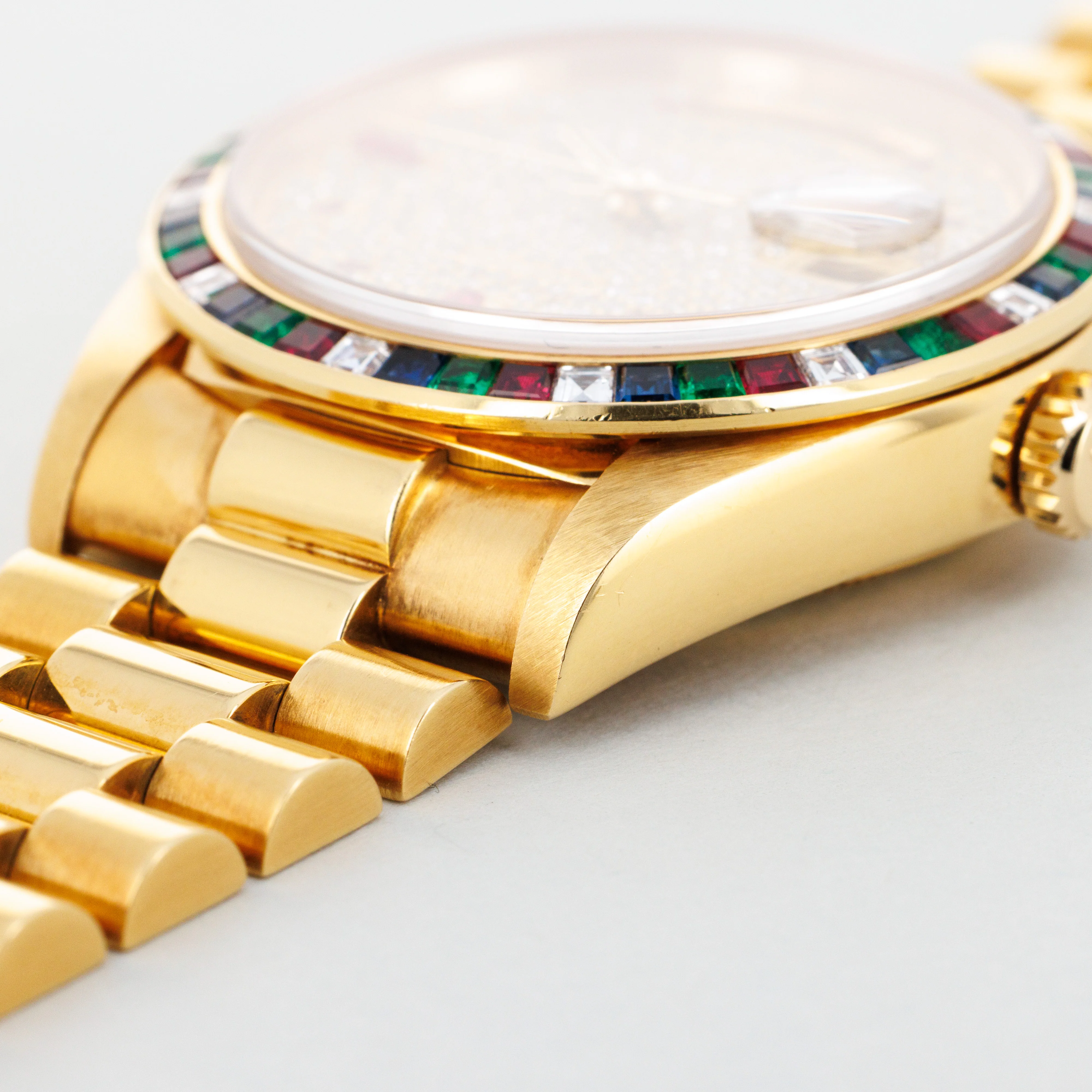 Rolex Yellow Gold Day-Date Sapphire Ruby Emerald Diamond Ref. 18188 - Image 5