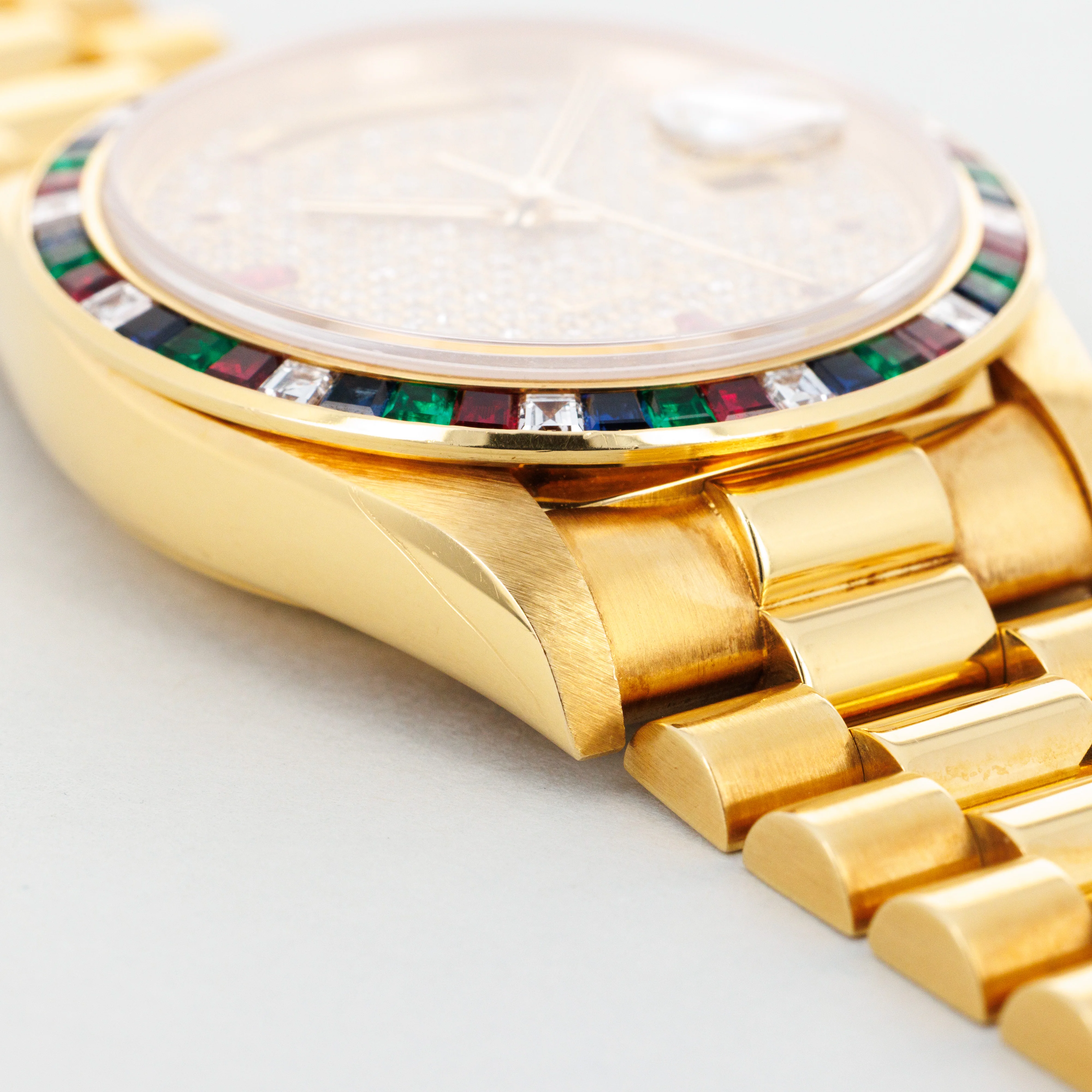 Rolex Yellow Gold Day-Date Sapphire Ruby Emerald Diamond Ref. 18188 - Image 8