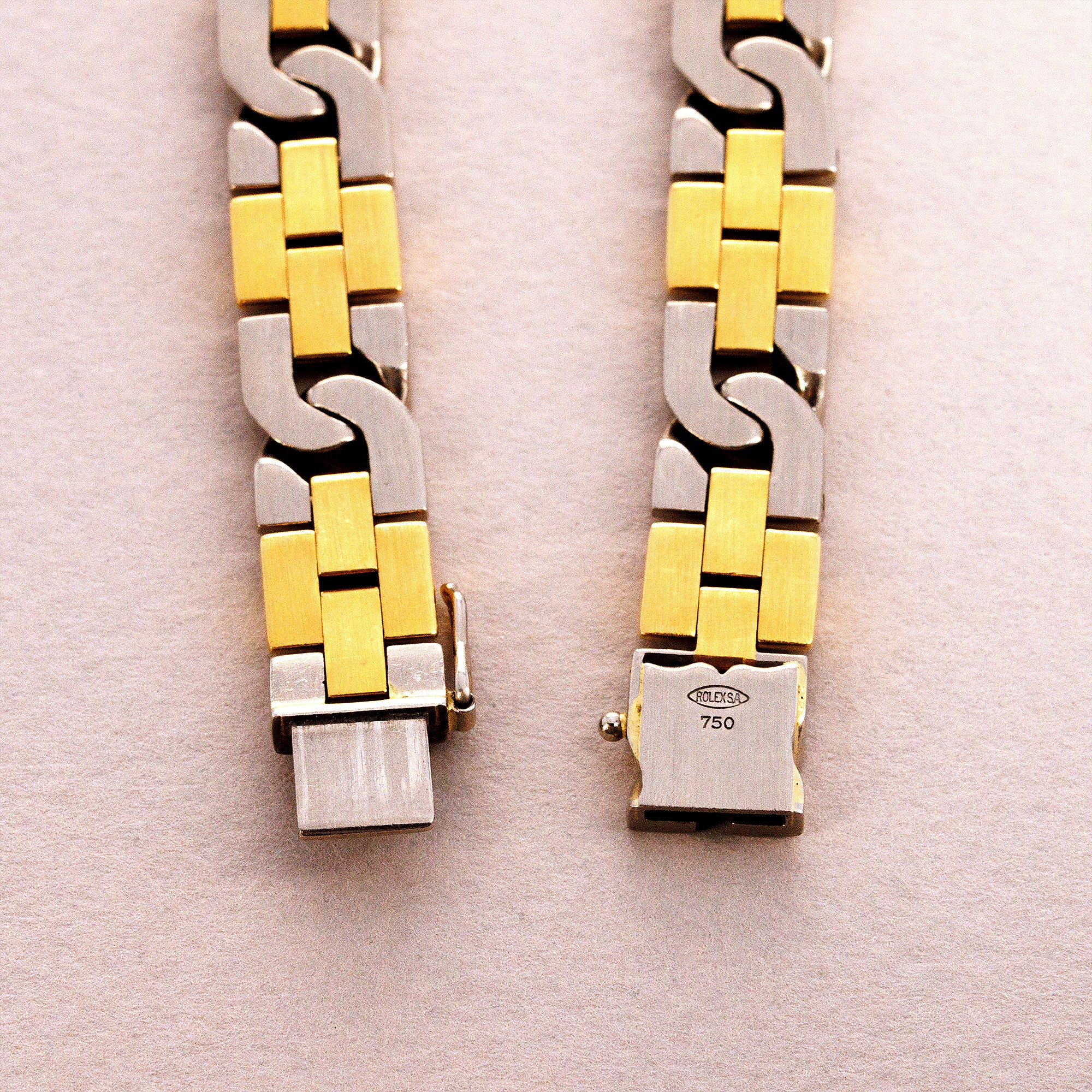 Rolex Yellow & White Gold Diamond Chain Link Necklace (Objet) - Image 4